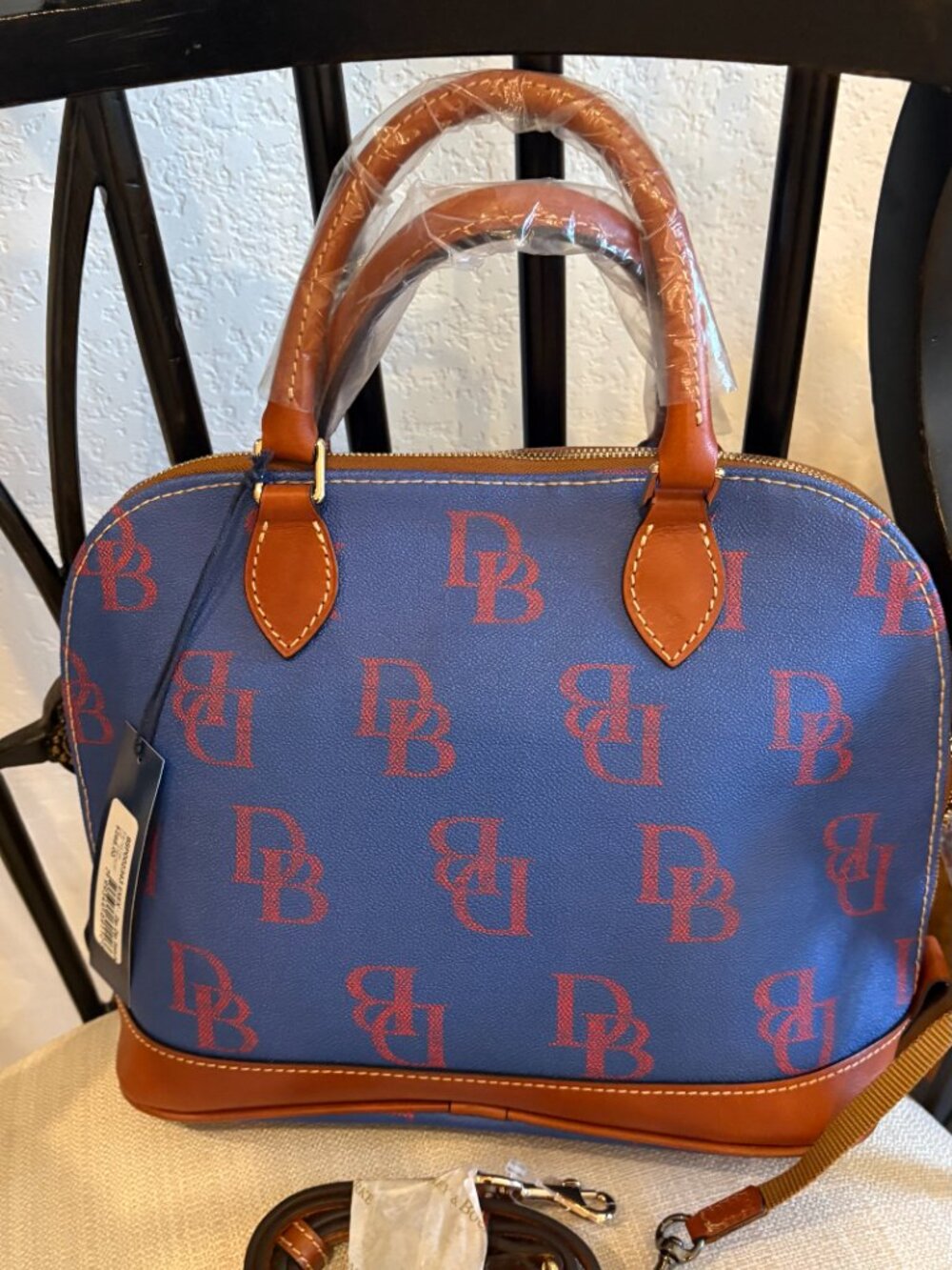 Dooney & Bourke Zip Zip Satchel • Blue DB Monogram • NWT • Exclusive • MSRP $298 - Picture 6 of 13